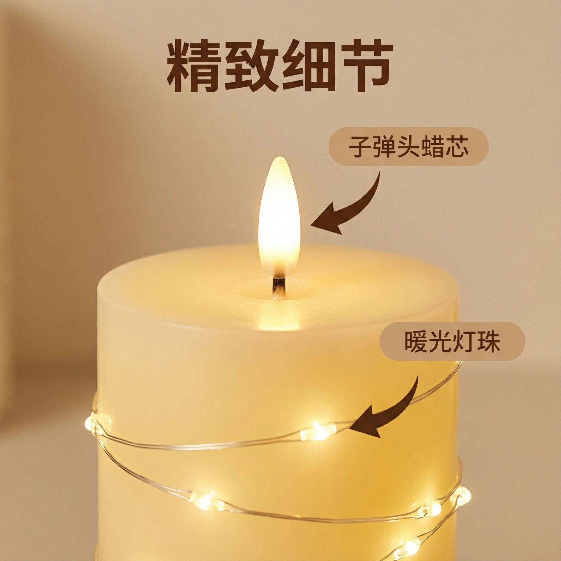 LED lámpara de vela electrónica acrílico transparente Amazon Hot Sale Navidad romántica decoración de luces suministro