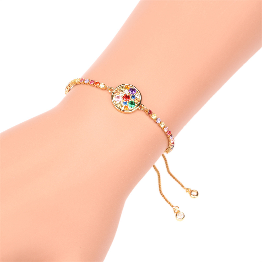 wholesale jewelry round zircon pendant splicing copper bracelet nihaojewelry