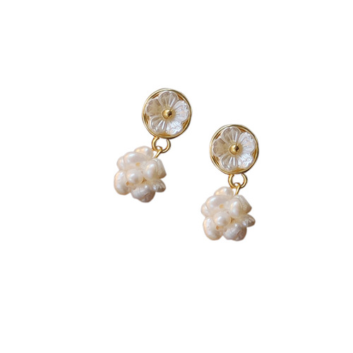 Freshwater Pearl 925 Silver Needle Plated 14K Creative Handmade Design Sweet Earrings Women's Earrings Factory Earrings Source