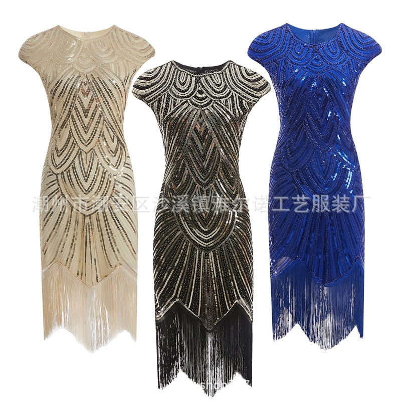 1920 Винтажное банкетное вечернее сценическое платье с кисточками для ночного клуба Узкое сексуальное платье с блестками и бисером Amazon