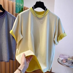 【太った妹】アメリカの高街半袖tシャツ女性の夏の高級感があります。