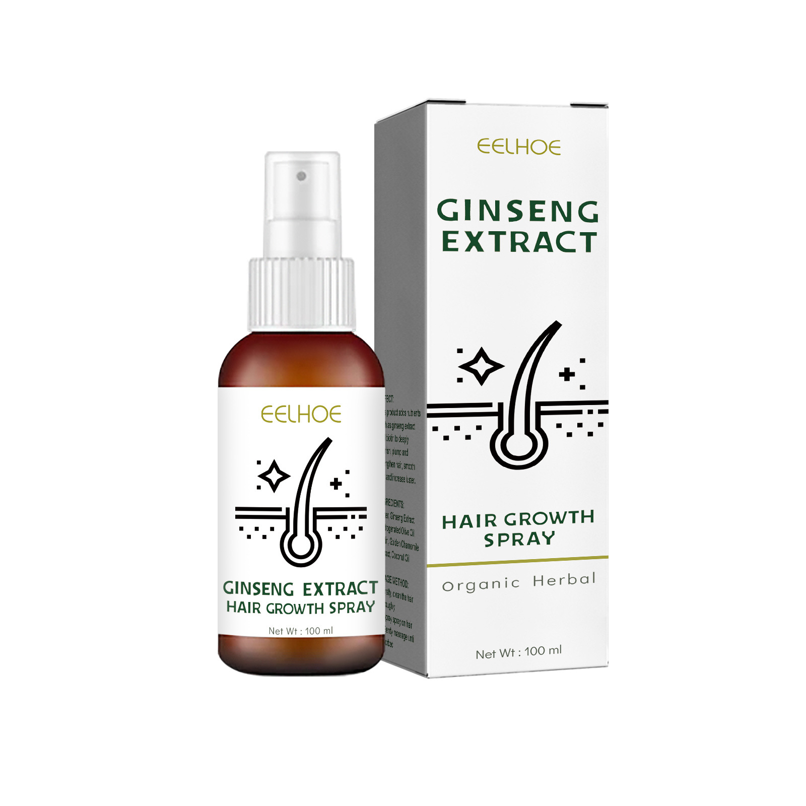 EELHOE ženšenniga juuksepaksuse sprei, juuksehooldus ja juuksehoolduse parandamine, juuksehooldus, niisutav ja juuste väljalangemise vastane toitev sprei_voghion.com
