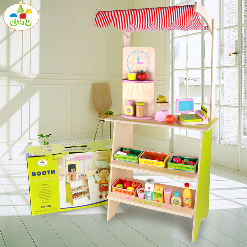 Mini cocina para niños play House juguete simulación de madera fruta móvil conveniencia coche niña de 3 años de edad, regalo de cumpleaños