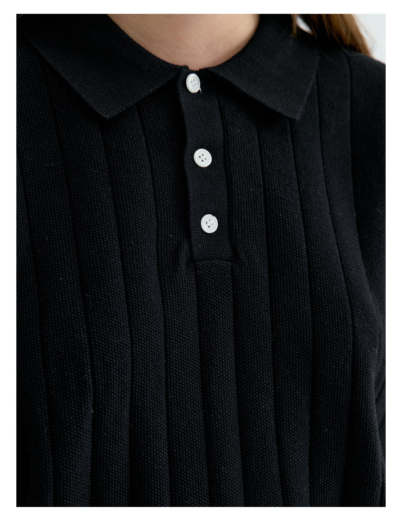 UNF 250g Ribbed Knit Polo Sweater