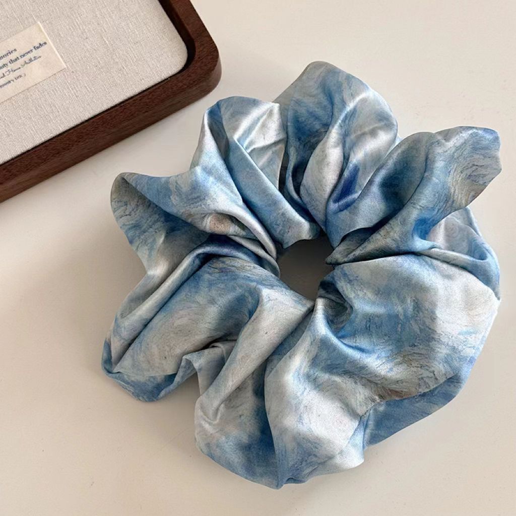 55＃油画缎面发圈-蓝色