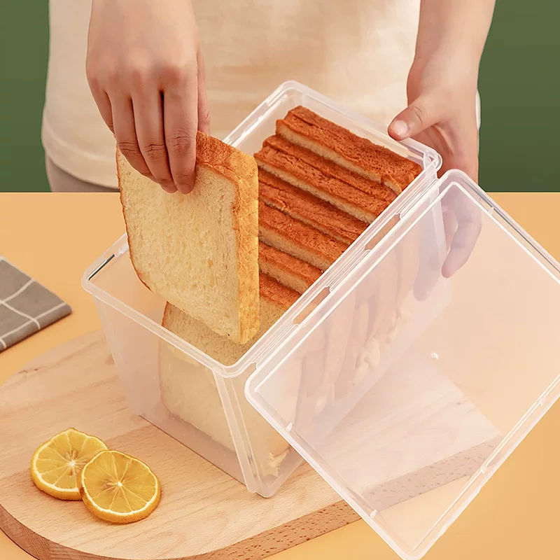 Хлебница оптом прозрачная большая пластиковая пылезащитная кухонная холодильная ёмкость для хранения пищи с крышкой