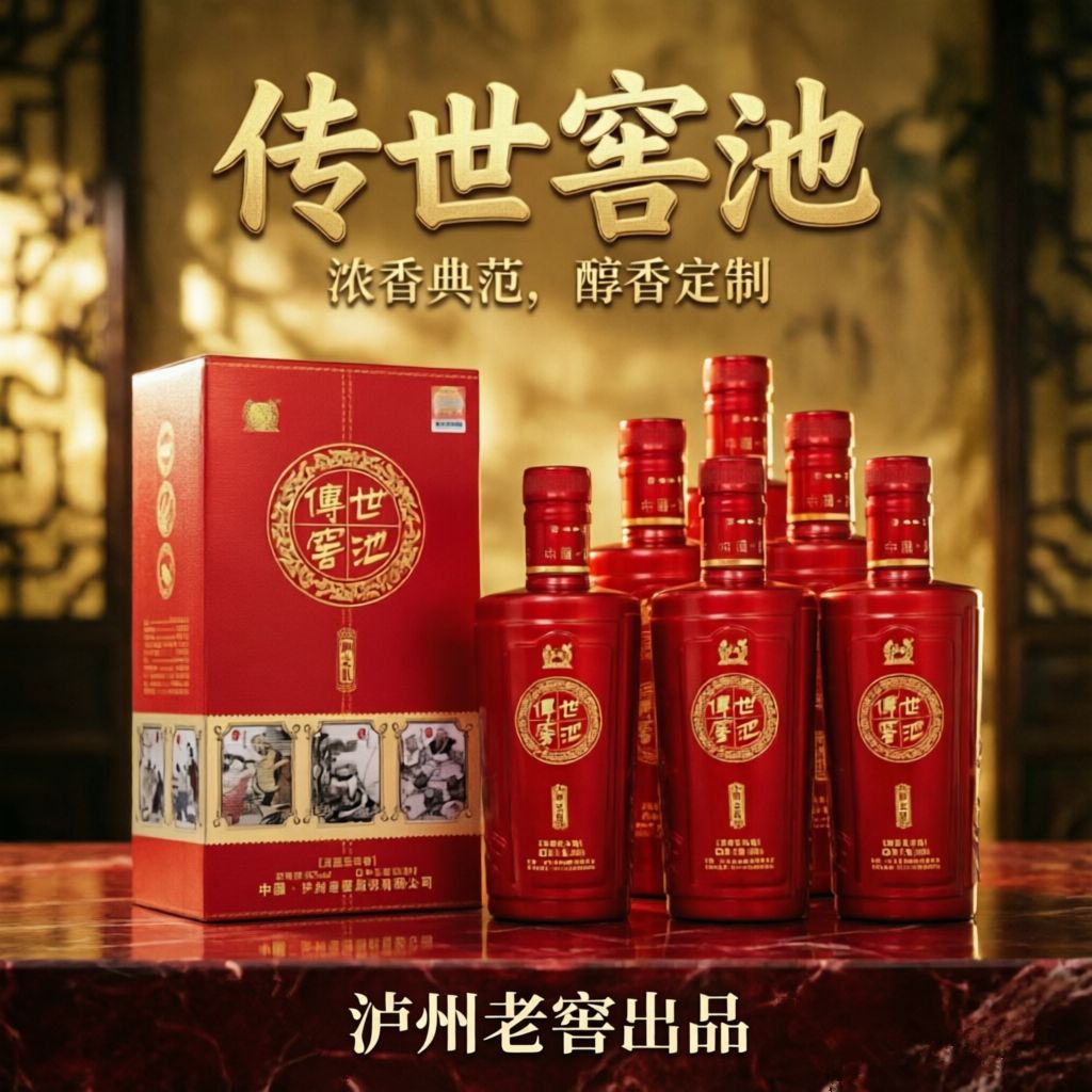 泸州白酒传世窖池系列52度浓香型粮食酒宴席盒装整箱白酒整箱特价