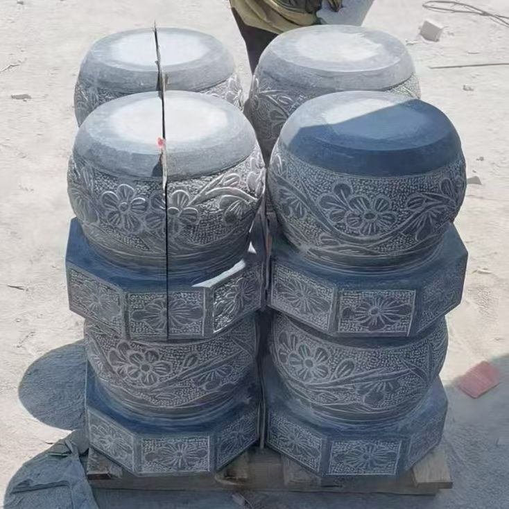 青石柱墩底座石墩子垫基石柱脚石雕柱皮圆墩空心石柱础柱顶石庭院