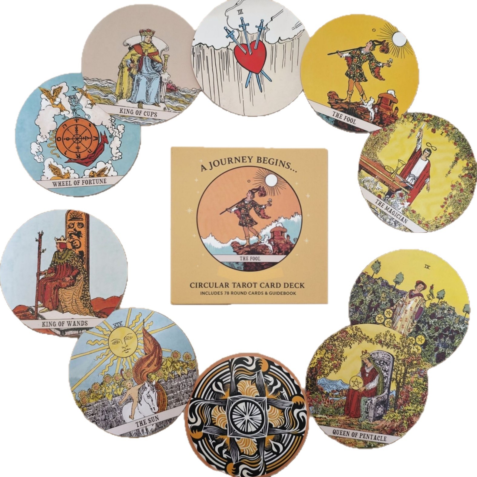 Juego de mesa de tarot creativo transfronterizo, cartas redondas Waite, nueva versión en inglés._voghion.com