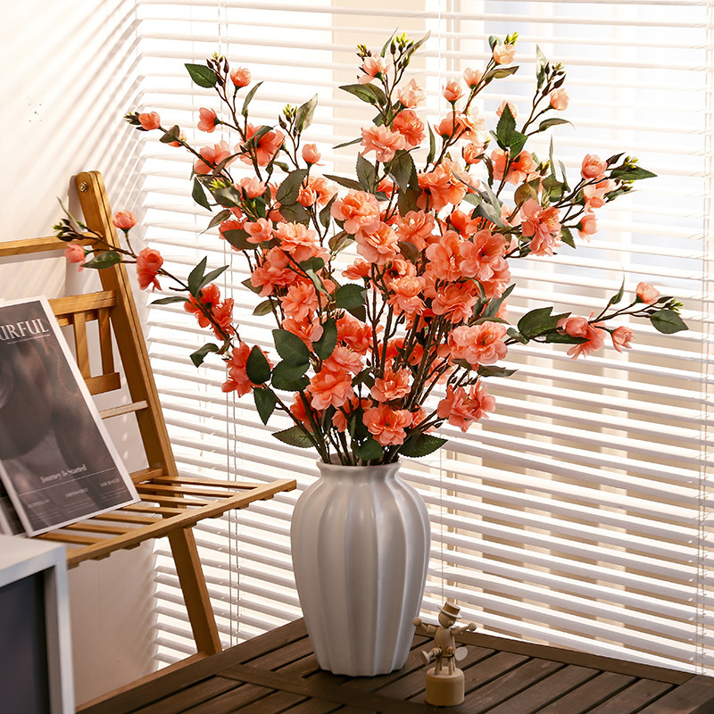 Camellia de altura flor de simulación adornos de boda flores falsas pastorales flores decoración del hogar flores de mesa flor de seda