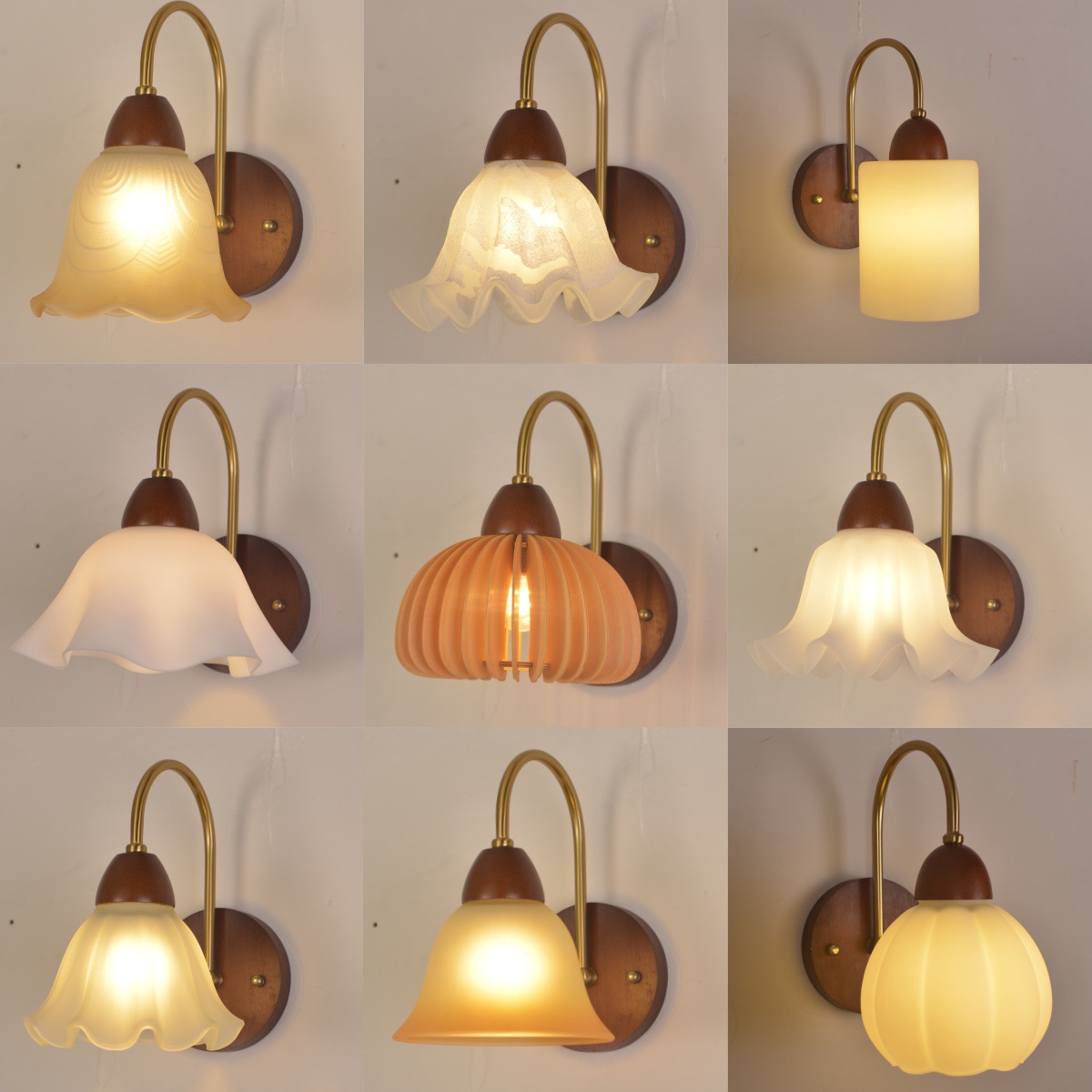 Single-Head Wall Lamp, Light Luxury, Mid-Century Style, Simple American Wall Lamp, Bedroom Bedside Lamp, New High-End Walnut Color