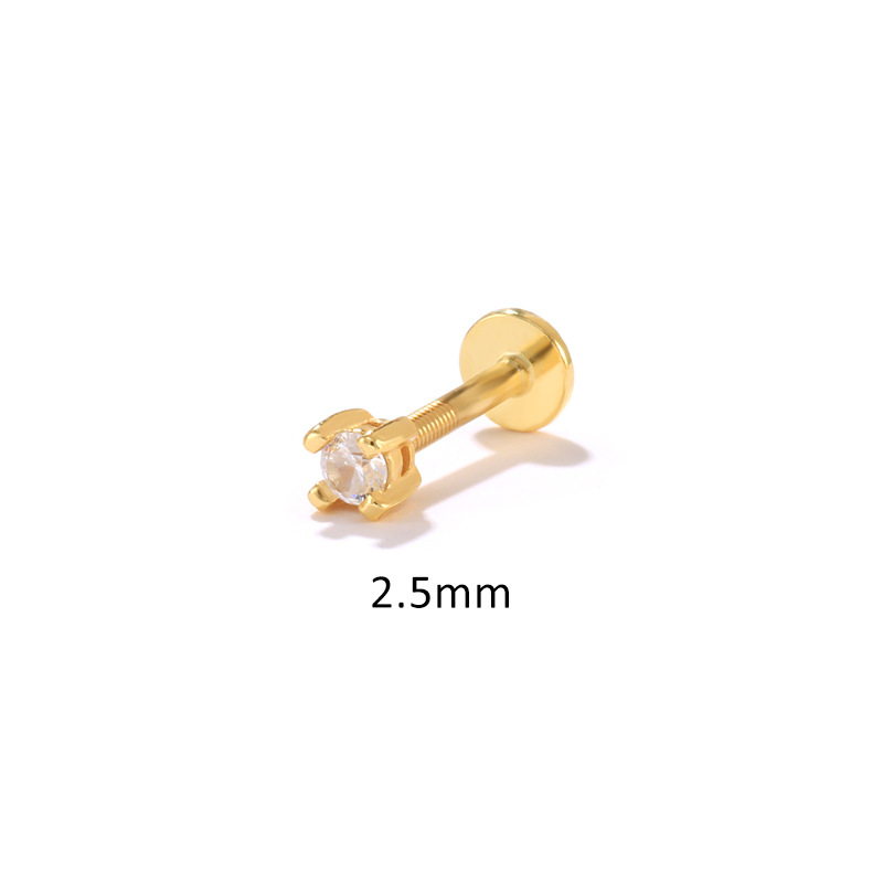 Fashion Solid Color Sterling Silver Plating Inlay Zircon Ear Studs 1 Piece display picture 6