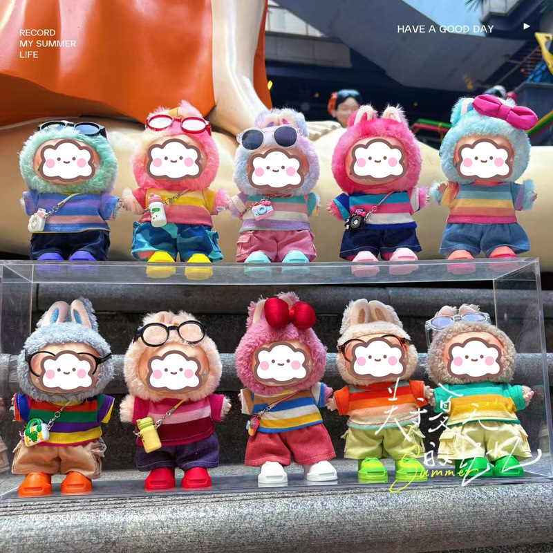 Only Clothes 17cm Plush Doll Clothes T-Shirt Cotton Doll Doll Casual Macaron Color Bear Doll Clothing T-Shirt