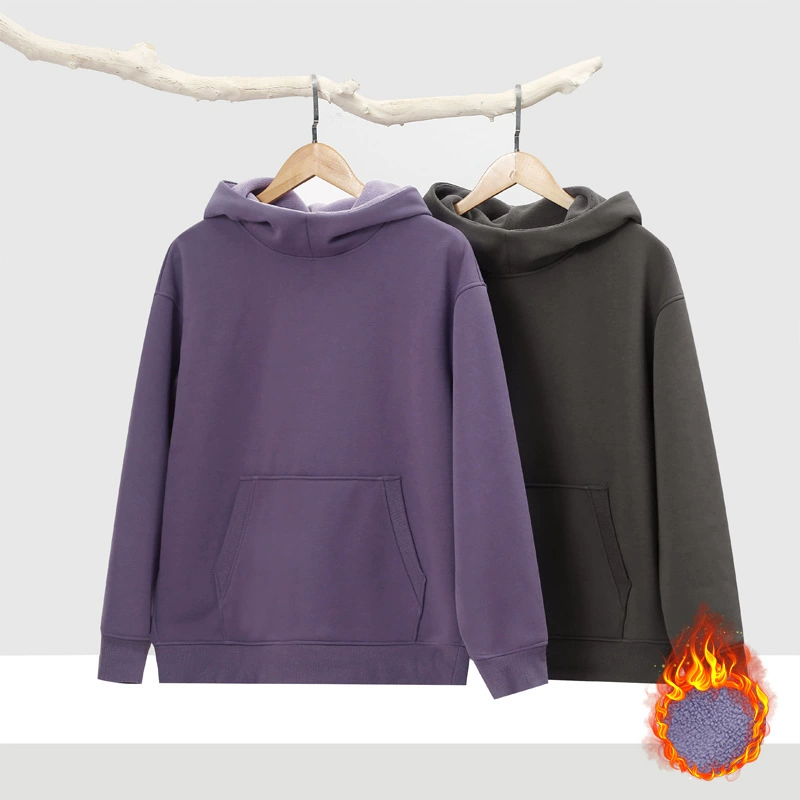 Мужская толстовка Dengjue, осень-зима 2025, плотная (420 г), модная, свободного кроя, с воротником-стойкой, однотонная, с капюшоном