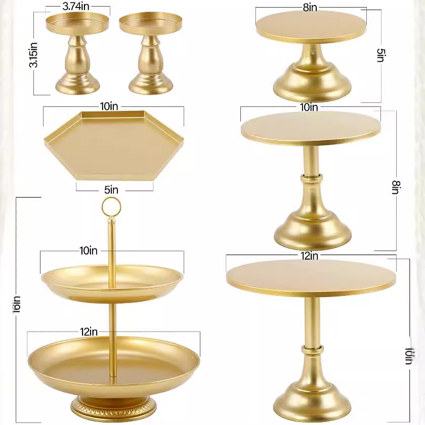 Decoración de la mesa de postres de boda, estante de pastel europeo, propósitos de boda, bandeja de pastel de encaje, set de rack de refrigerio de hierro forjado