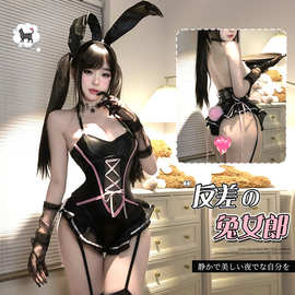 情趣内衣性感兔女郎纯欲连体衣制服套装激情诱惑皮免脱套装1318