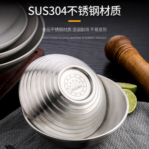 Wholesale Japanese stainless steel bamboo hat bowl Korean ramen bowl household instant noodle bowl fruit salad trumpet bowl customization