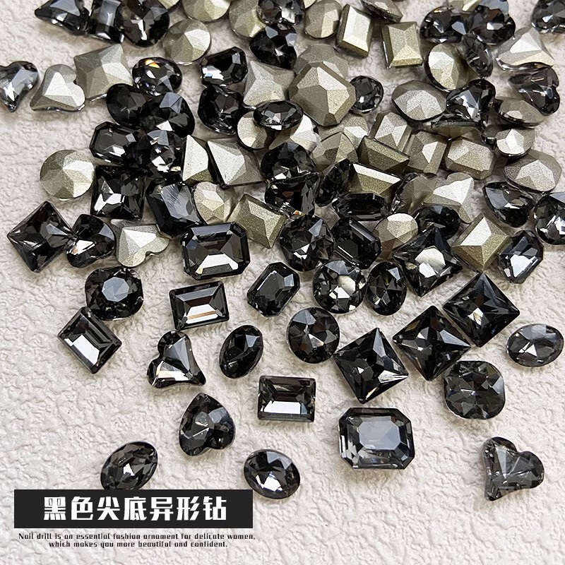 Nail Art Rhinestones, Super Popular, Transparent Black Heart-Shaped, Irregular Crooked Heart, Night Shadow, Pointed Bottom Rhinestones, Nail Decorations Nail Art Rhinestones, Super Popular, Transparent Black Heart-Shaped, Irregular Crooked Heart, Night Shadow, Pointed Bottom Rhinestones, Nail Decorations