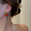 Fresh zirconium, summer universal earrings, flowered