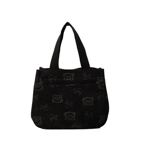 New style women's bag, printed tote bag, cartoon cat handbag, canvas backpack, underarm fashionable lunch bag