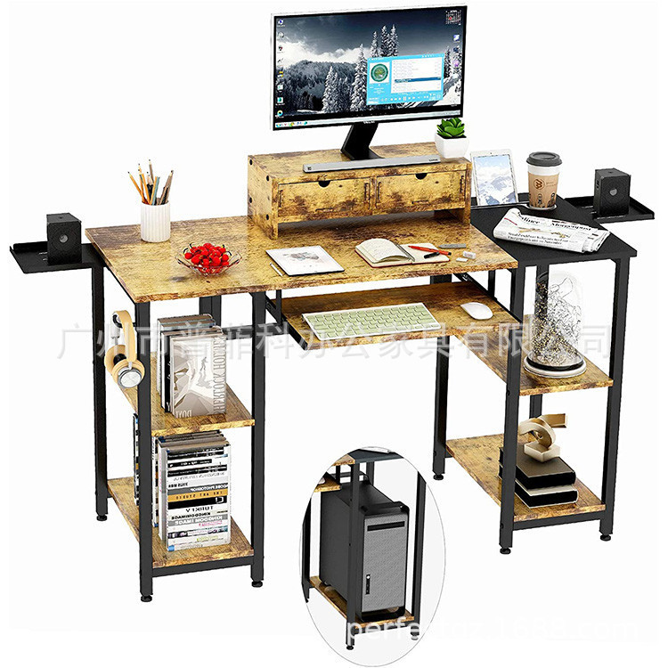 Foreign Trade Supply Computer Desk with Monitor Stand, Keyboard Tray, Storage Rack, Single-Person Office Desk, Student Study Room Foreign Trade Supply Computer Desk with Monitor Stand, Keyboard Tray, Storage Rack, Single-Person Office Desk, Student Study Room