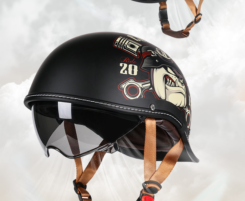 Summer Electric Vehicle Helmet, Street Retro Motorcycle Half Helmet, Men's and Women's Scoop Helmet, Personalized Motorcycle Safety Helmet
