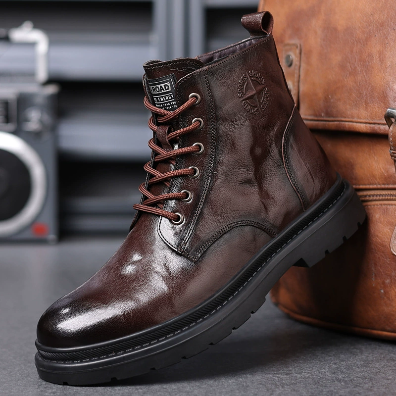 Кожаные ботинки Martin Boots Мужская высокая британская банда End Nins приливная обувь, универсальные дышащие модные ботинки