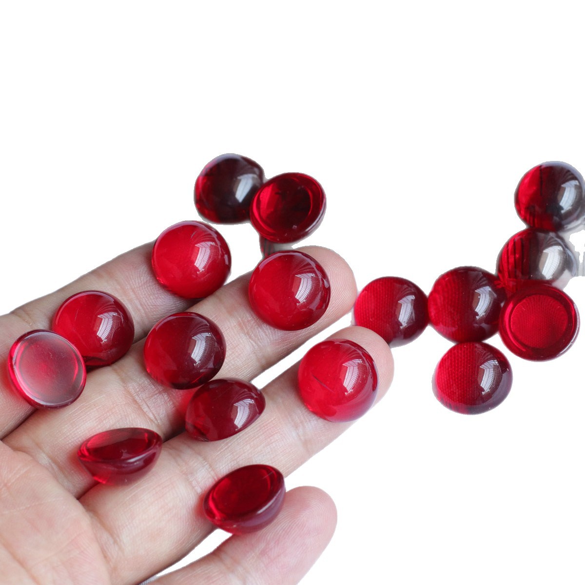 圆戒面仿红宝石红玛瑙色水晶玻璃贴片手工饰品diy配件批发戒指 5