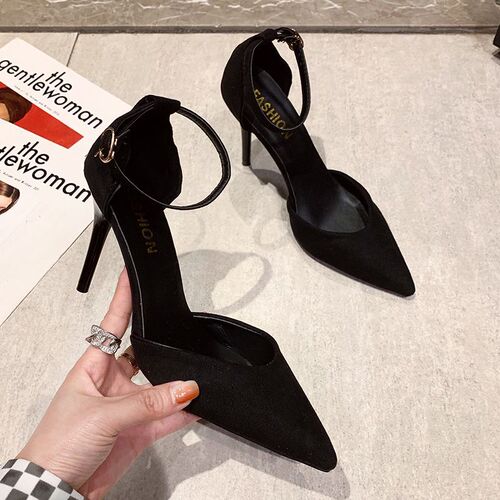 Professional sandals, shallow cut and fine heels, fashion, one-match single-layer shoes, 2025 spring new hollow cat-heel shoes