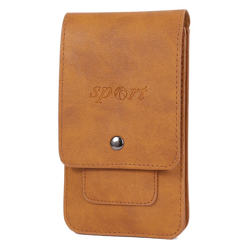 Leather mobile phone case waist bag outdoor sports belt waist hanging mobile phone bag with card position creative men's waist bag in stock