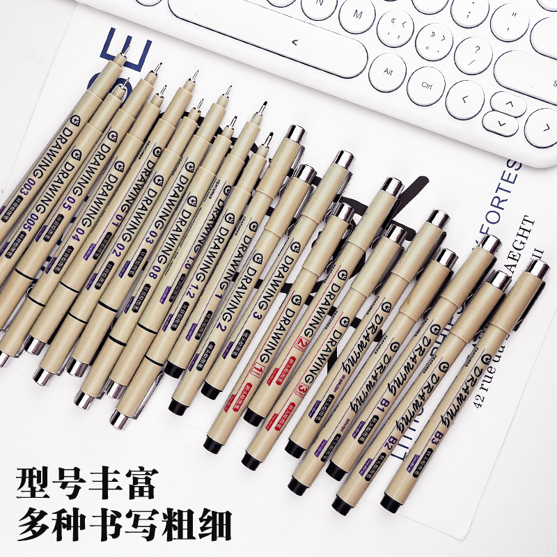 Needle Pen Art Students Hand-drawn Drawing with Gouline Pen Line Edge Cartoon Pen Ink-able Drawing Marking Pen suit