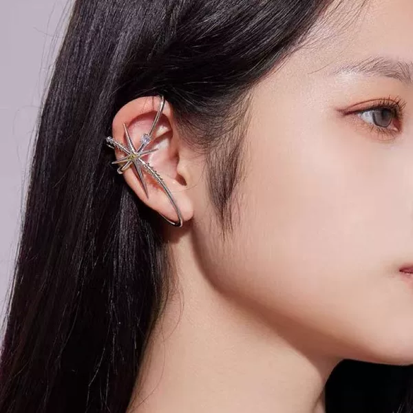 European and American Cross-Border Six-Pointed Star-Shaped Sparkling Diamond Ear Cuffs, Non-Pierced Ear Accessories, Direct Sales from the Manufacturer, Ear Cuffs Without Piercing