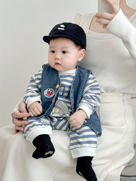 Spring children's blue soft overall