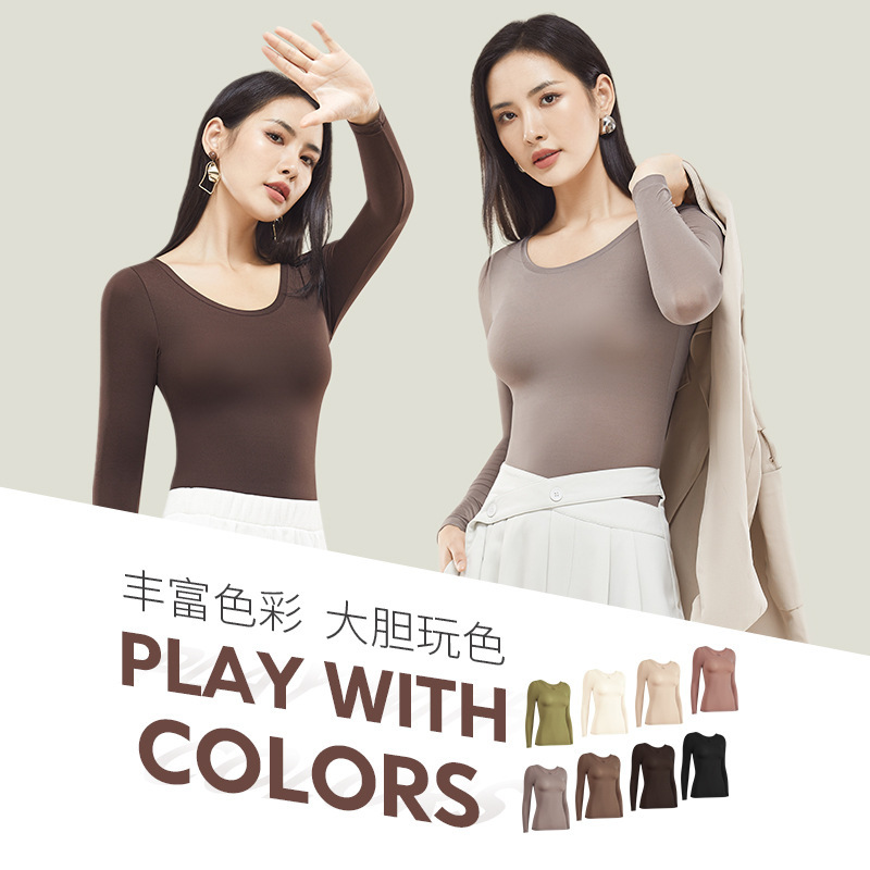 Otoño y invierno Bose debido a la ropa de belleza de la piel de la mujer sin rastro de calor invisible base delgada cuerpo delgado chaqueta ligera conjunto de pantalones