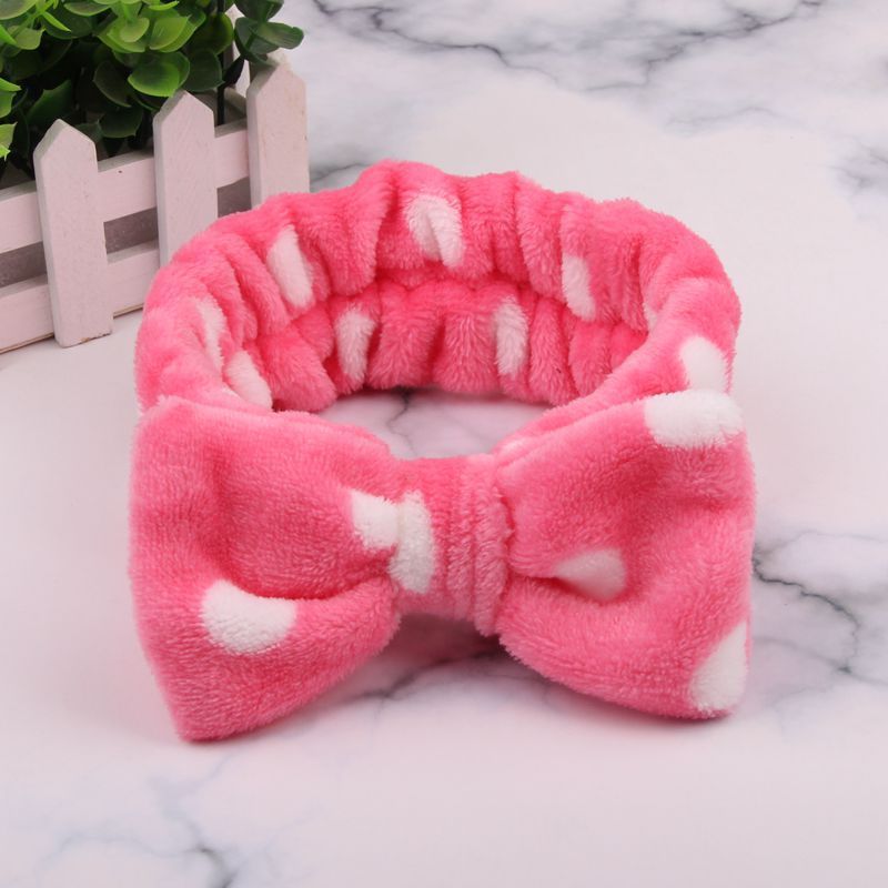 Europa y América Amazon lindo lunares de terciopelo coral arco banda de pelo femenino lavado de cara diadema maquillaje deportes accesorios para el cabello al por mayor