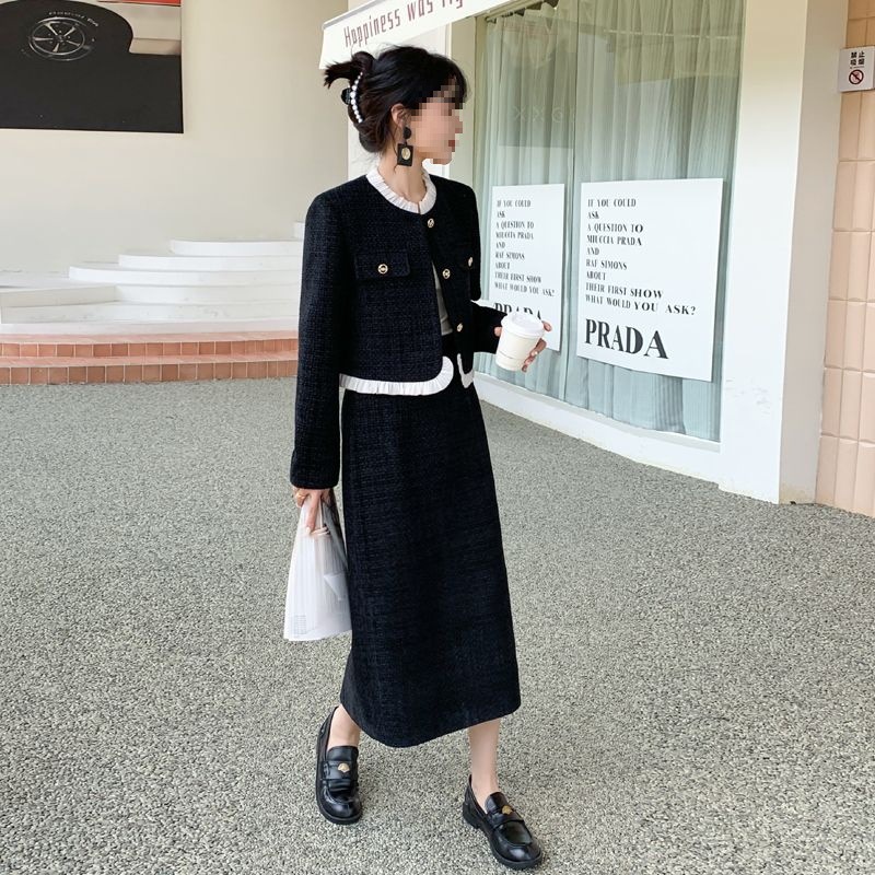 2025春秋新款小香风短外套女+半身一步裙两件套女装新春套装裙子