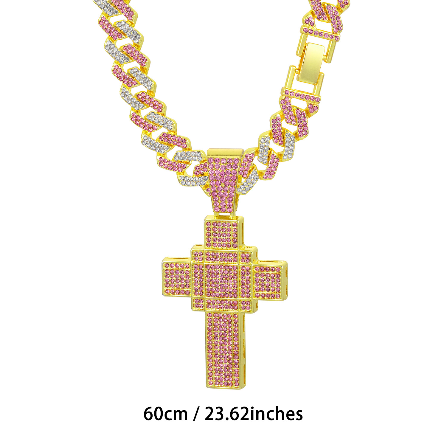 Collana con croce tridimensionale rosa oversize da donna_voghion.com