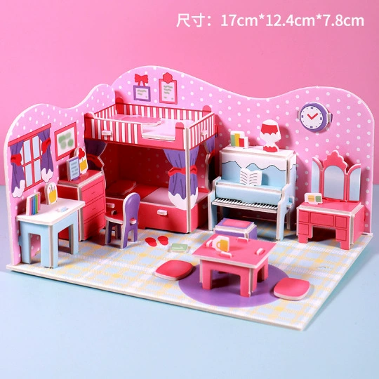 Three dimensional brainteaser, toy, house, interactive constructor, DIY, in 3d format, family style, Birthday gift