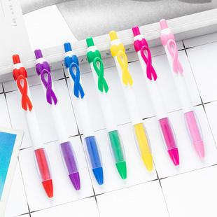 Spot Ribbon Ballpoint Pen Advertising Bow Push Pen Creative AIDS Promotional Mini Pen Gift Ribbon Pen