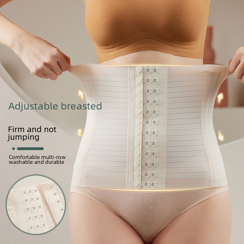 Ice silk summer ultra-thin women's slimming fat-burning body shaping suit reduce belly weight loss postpartum waist shaping tie
