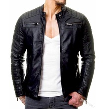 2025外贸新款冬款男士航线立领压棉皮夹克欧美拉链红皮衣外套