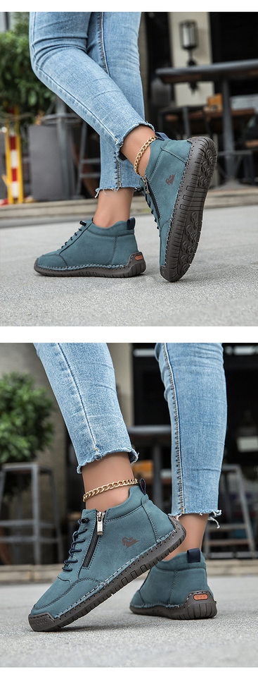 Giày lười nữ đế bệt mũi tròn may tay, da vi sợi mềm, kiểu dáng tối giản — A805 kaki, A805 màu hồng, A805 màu trắng, A805 màu vàng chi tiết 15