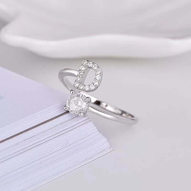 Student Creative Simple Combination New Style of 26 English Letters Diamond Ring with Open Ring Student Creative Simple Combination New Style of 26 English Letters Diamond Ring with Open Ring
