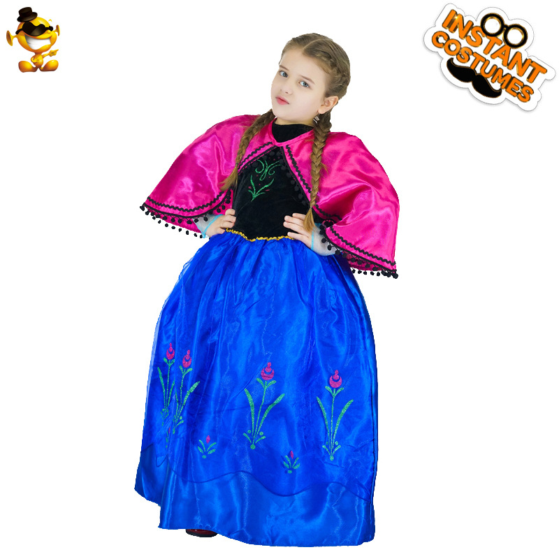 Niña princesa vestido Halloween niños fiesta vestido Cosplay bola niña vestido azul con capa