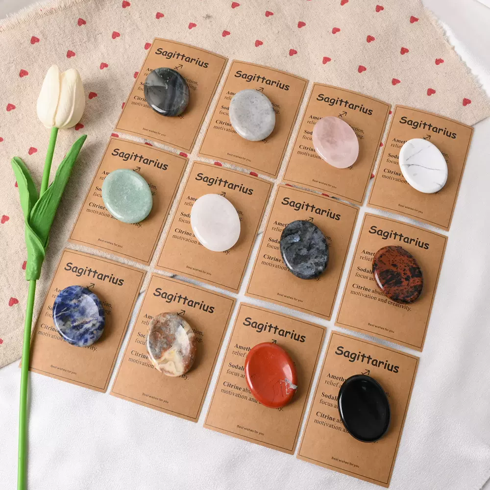 定制天然水晶拇指忘忧石按摩器椭圆形解压原石手把件刮痧奇石减压