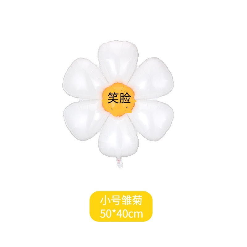 Globos de aluminio con diseño de margaritas blancas estilo Instagram, accesorios fotográficos mate, decoración de cumpleaños, girasoles, arreglo para el 1 de mayo y el 1 de junio.