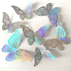 Amazon cross-border 3D hollow butterfly colorful simulated three-dimensional butterfly home decoration wall sticker