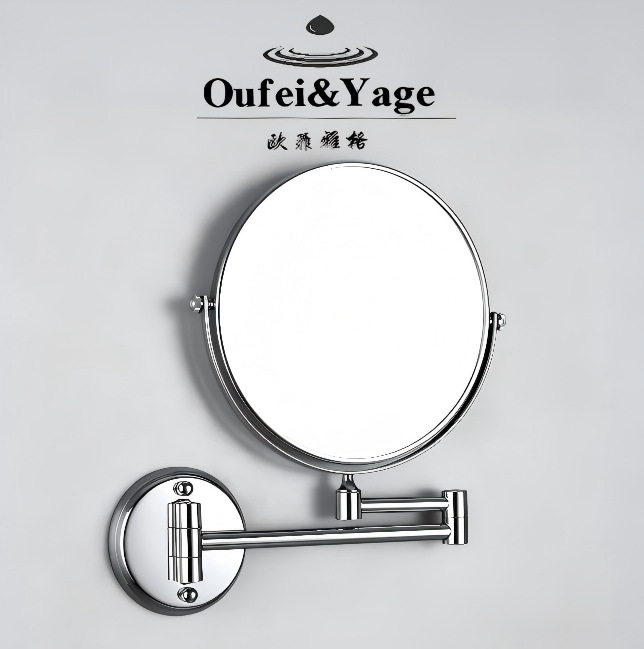 Espejo de Maquillaje LED Doble Cara 3X de Vidrio, Acero Inoxidable Luz LED, Plegable, Retráctil para Baño y Hotel