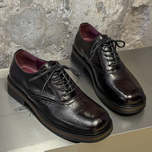德比鞋男夏季方头通勤年轻人公务商务英伦风男鞋12565棕色-J