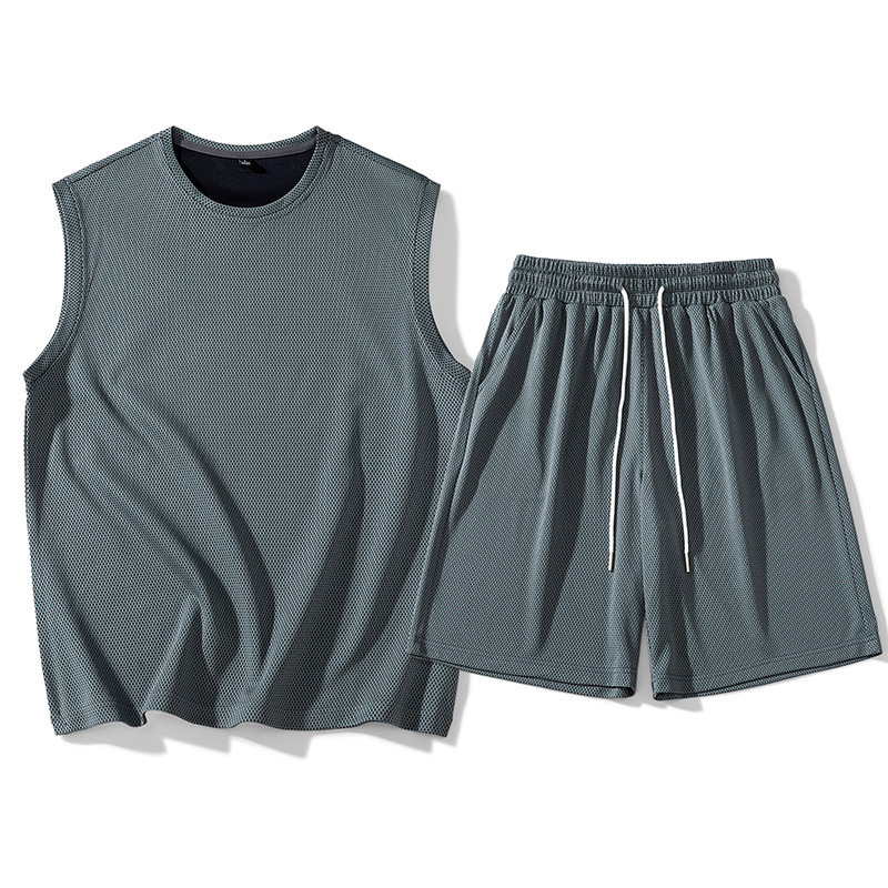 Ropa de ejercicios para hombres chaleco de hielo secado rápido conjunto de ropa deportiva camiseta de verano equipo de baloncesto entrenamiento de mangas cortas para correr